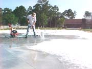 Frank cleaning the slab