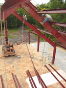 Erecting the steel frame