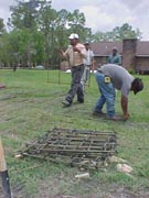 Creating rebar mats to go in the piers