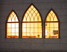 looking into the sanctuary from outside
