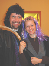 Our pastor and his wife in wigs