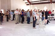 The congregation in the new worship space