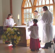 Gathering round the altar for our communion service