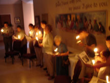 Worship continues by candlelight