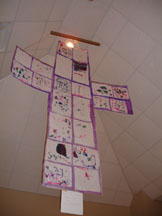 This cross was created by the Frog Class at The Preschool