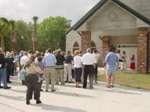 The worship service began in front of the entrance to The Preschool