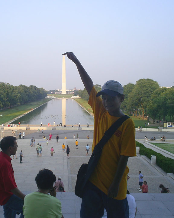 A scout from our troop with the monument