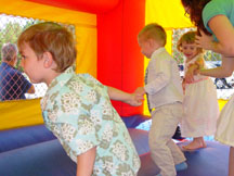 playing in the moon bounce