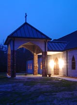 twilight as we gather for the service